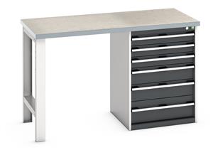 Bott Cubio Pedestal Bench with Lino Top & 6 Drawers - 1500mm Wide  x 750mm Deep x 940mm High. Workbench consists of the following components... 940mm High Benches